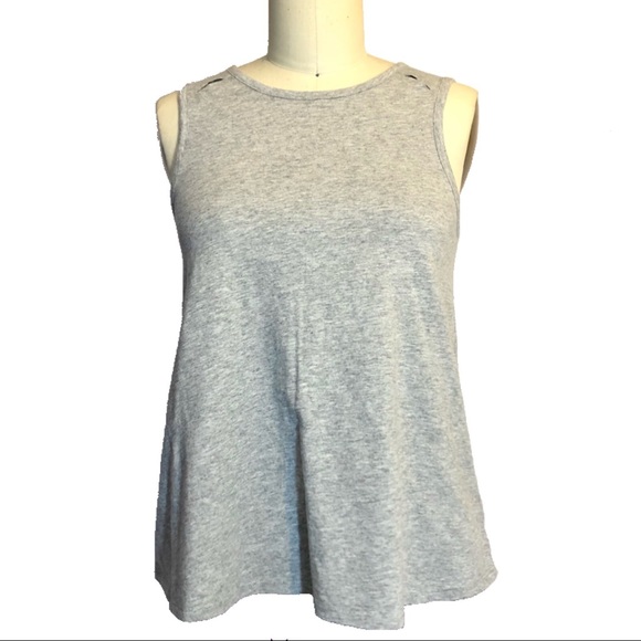 NWT Adriano Goldschmied Cotton gray sleeveless top back zipper a line bell - Picture 1 of 6